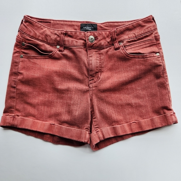 Celebrity Pink Pants - Celebrity Pink Size 7/28 Rust Colored 4 Inch Denim Style Shorts Extreme Stretch